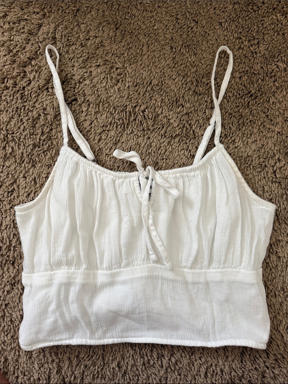 Hollister Women's White Cropped Tie-Front Cami Tank Top